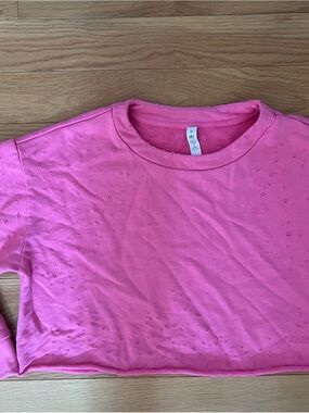 ALO Yoga Pink Distressed Crop Top